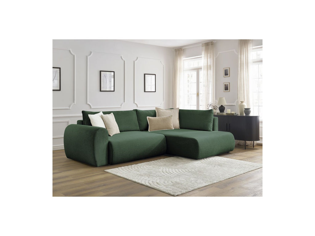L-Shaped Corner Sofa Bed with Storage - Lucien - Smooth Fabric - Right-Hand Corner