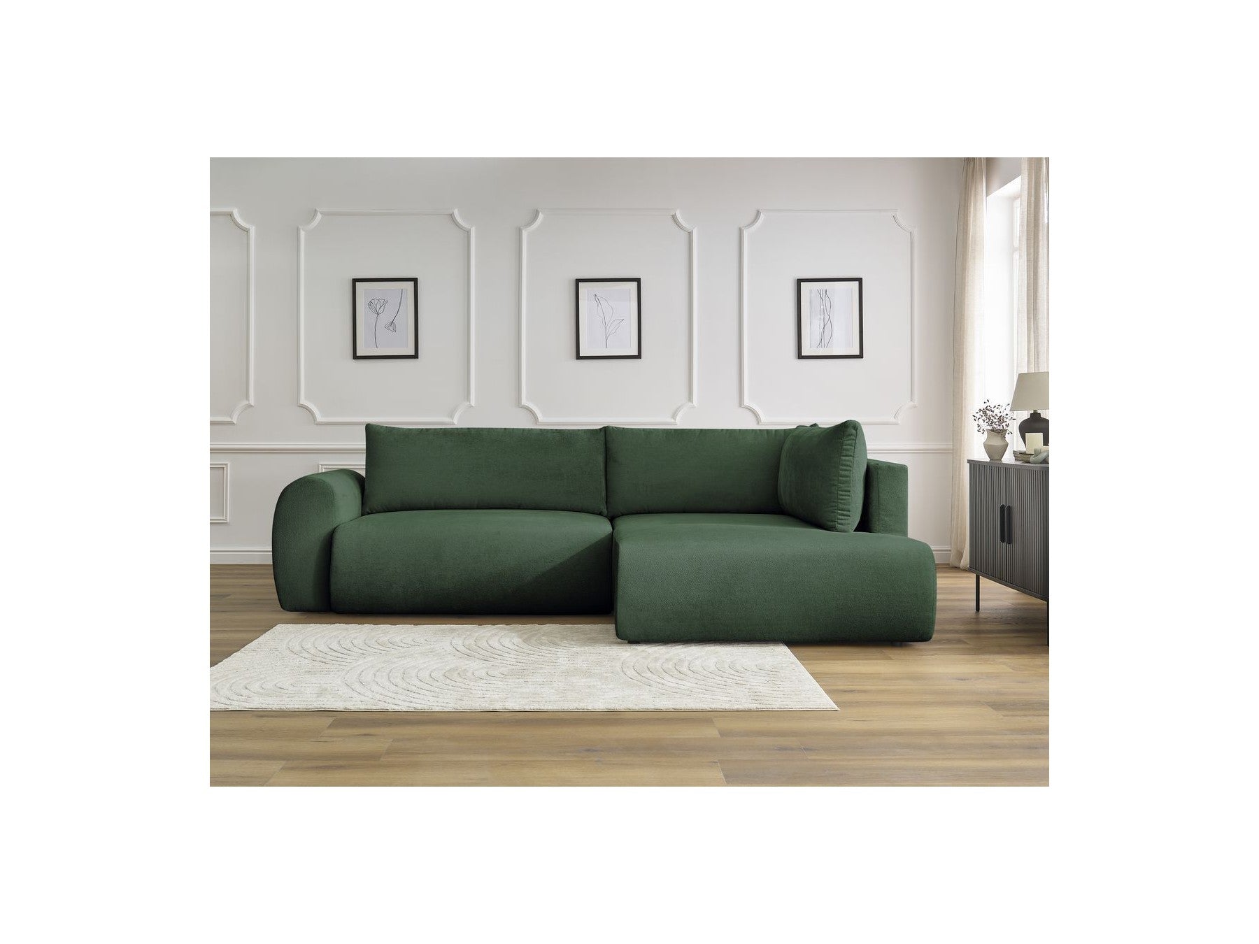 L-Shaped Corner Sofa Bed with Storage - Lucien - Smooth Fabric - Right-Hand Corner