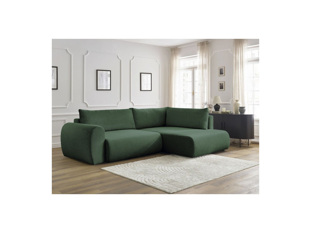 L-Shaped Corner Sofa Bed with Storage - Lucien - Smooth Fabric - Right-Hand Corner