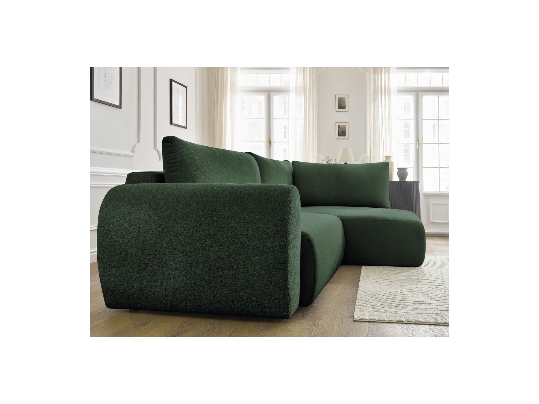 L-Shaped Corner Sofa Bed with Storage - Lucien - Smooth Fabric - Right-Hand Corner