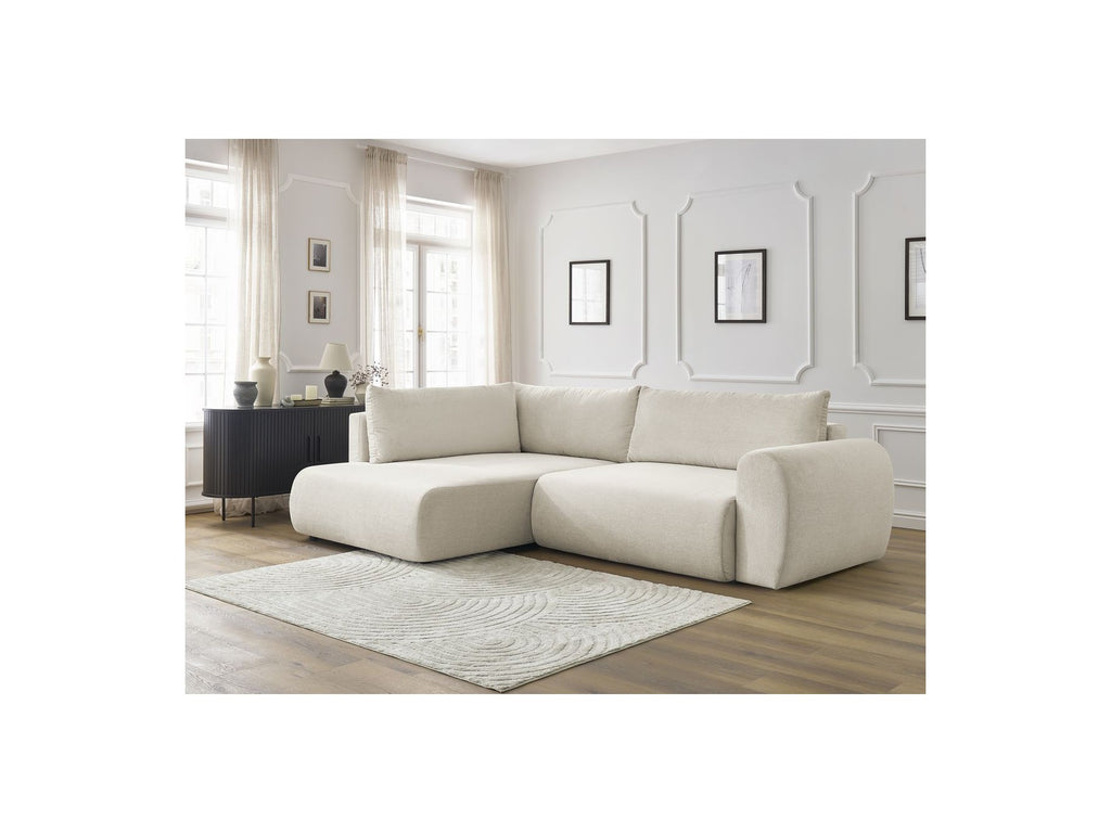 L-Shaped Corner Sofa Bed with Storage - Lucien - Smooth Fabric - Left-Hand Corner