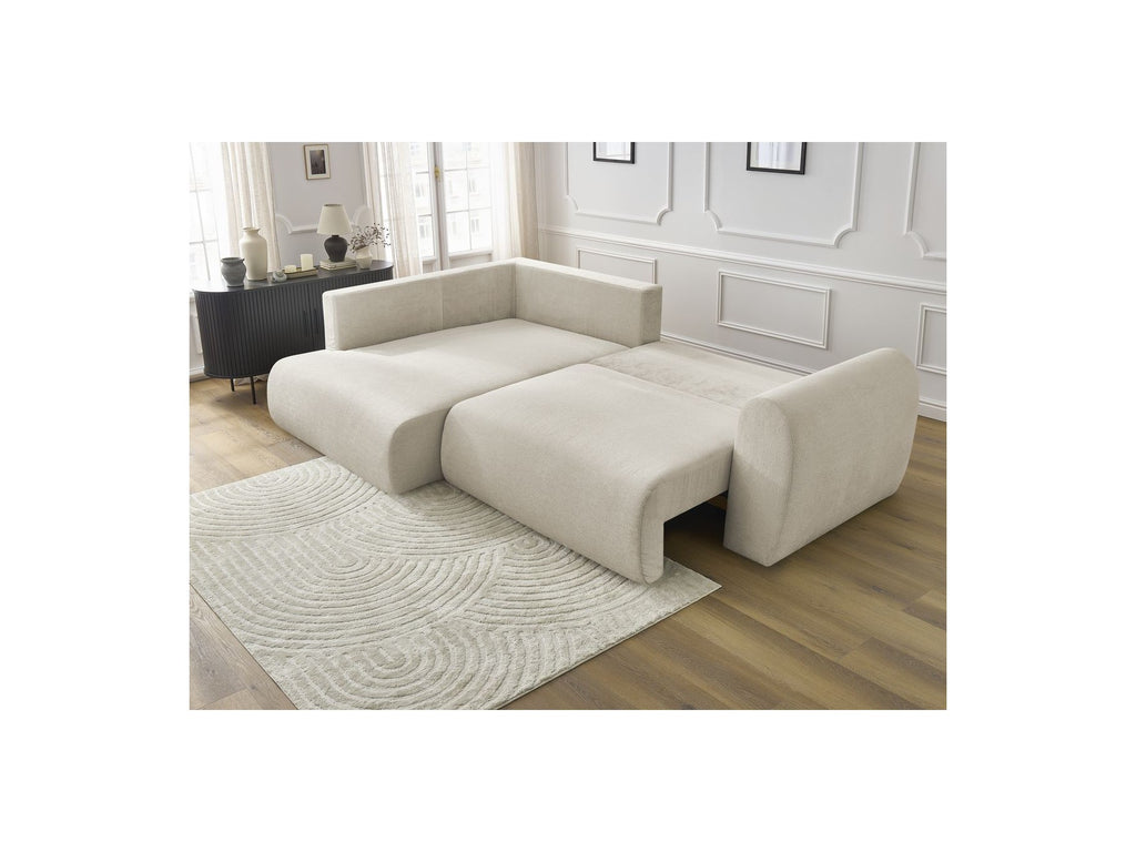L-Shaped Corner Sofa Bed with Storage - Lucien - Smooth Fabric - Left-Hand Corner