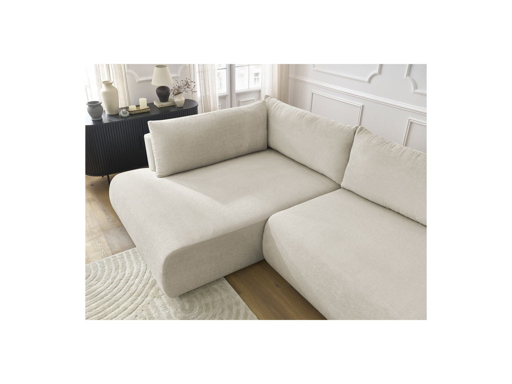L-Shaped Corner Sofa Bed with Storage - Lucien - Smooth Fabric - Left-Hand Corner