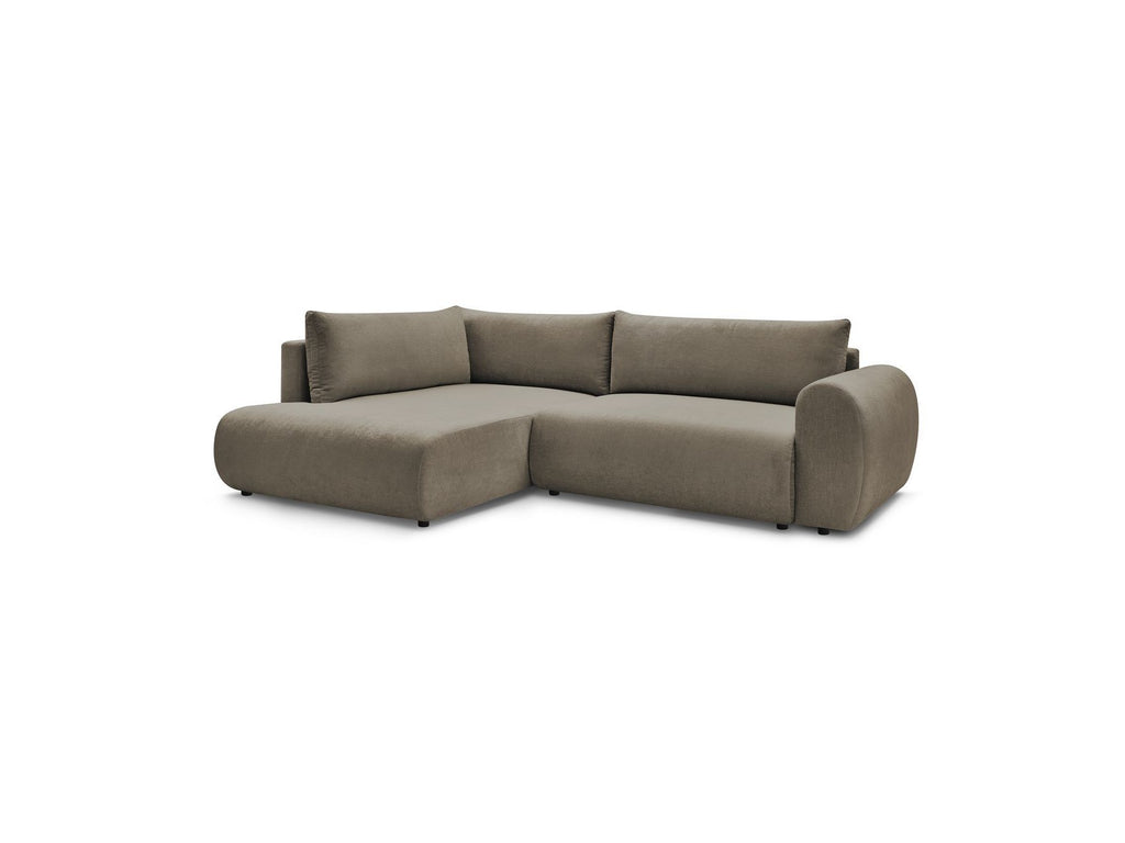 L-Shaped Corner Sofa Bed with Storage - Lucien - Smooth Fabric - Left-Hand Corner