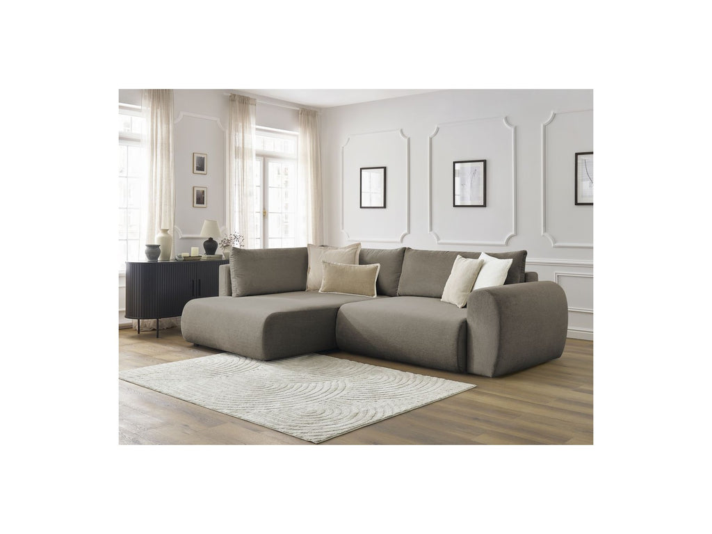 L-Shaped Corner Sofa Bed with Storage - Lucien - Smooth Fabric - Left-Hand Corner