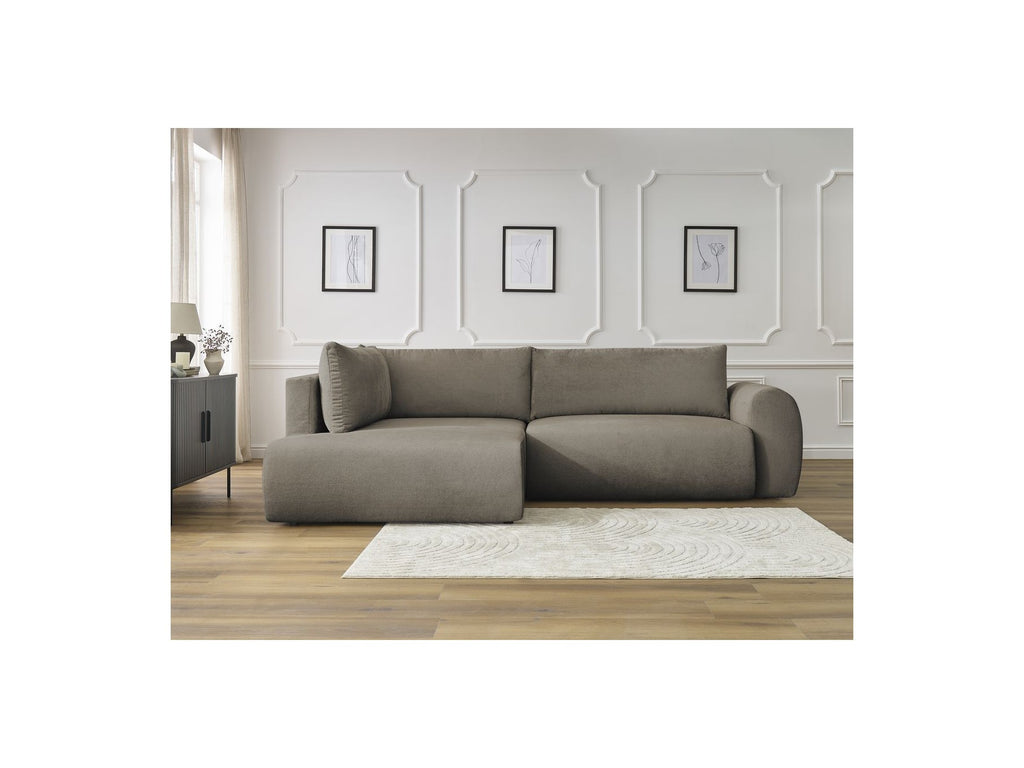 L-Shaped Corner Sofa Bed with Storage - Lucien - Smooth Fabric - Left-Hand Corner