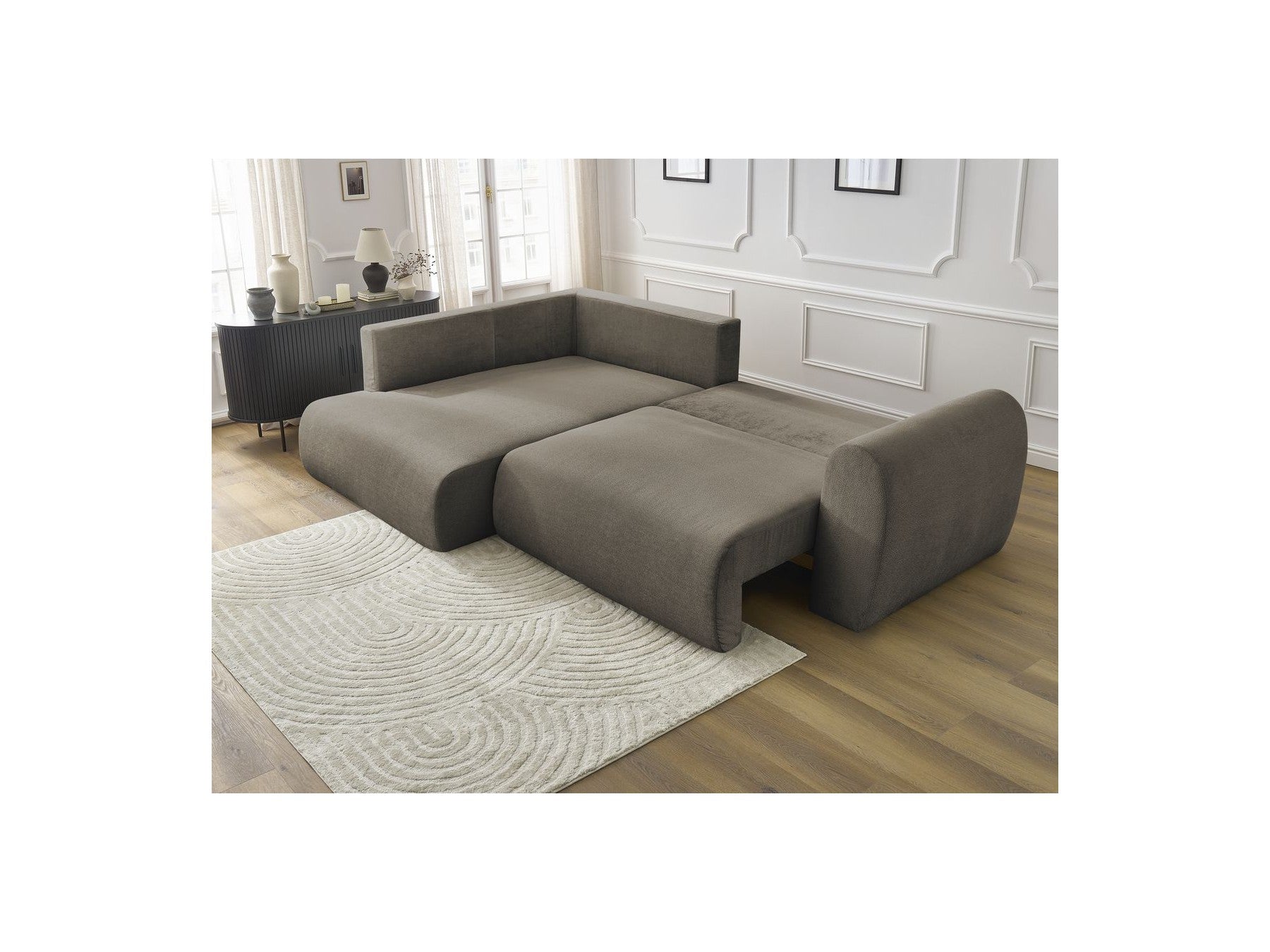 L-Shaped Corner Sofa Bed with Storage - Lucien - Smooth Fabric - Left-Hand Corner