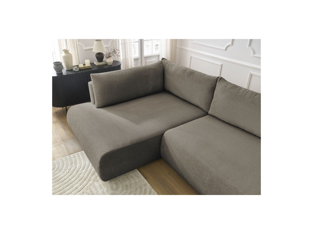 L-Shaped Corner Sofa Bed with Storage - Lucien - Smooth Fabric - Left-Hand Corner