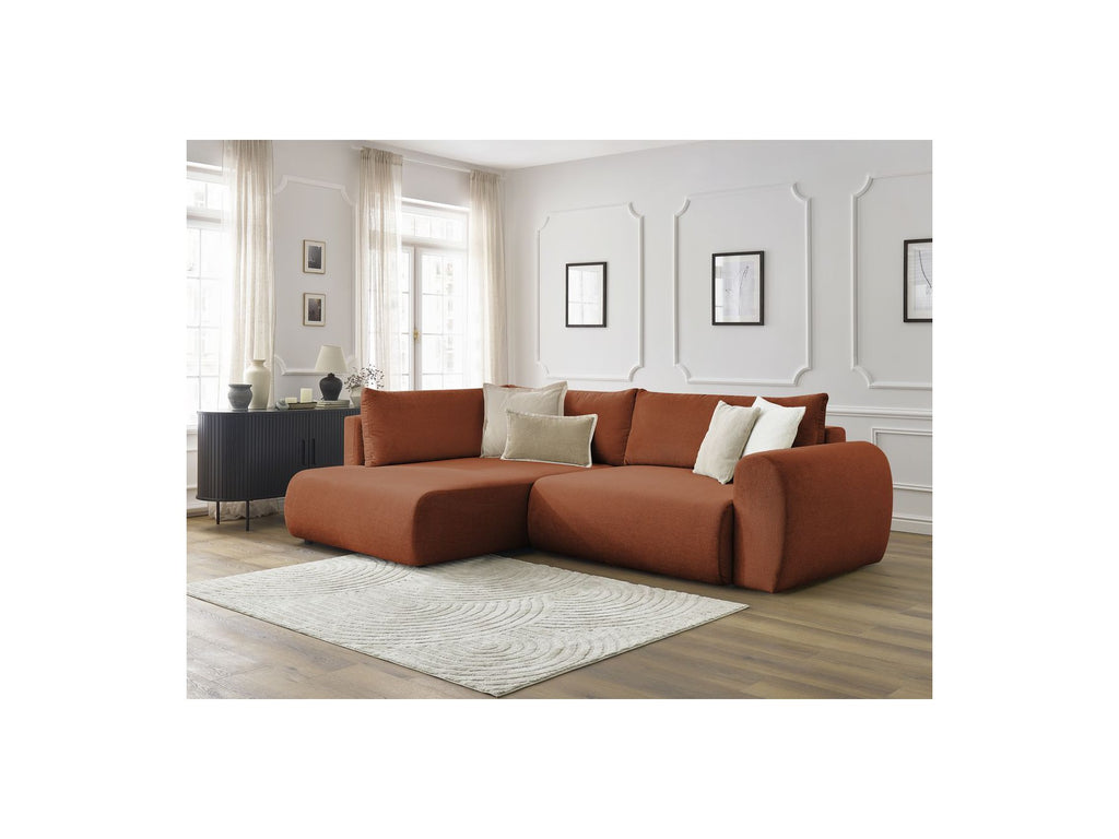 L-Shaped Corner Sofa Bed with Storage - Lucien - Smooth Fabric - Left-Hand Corner