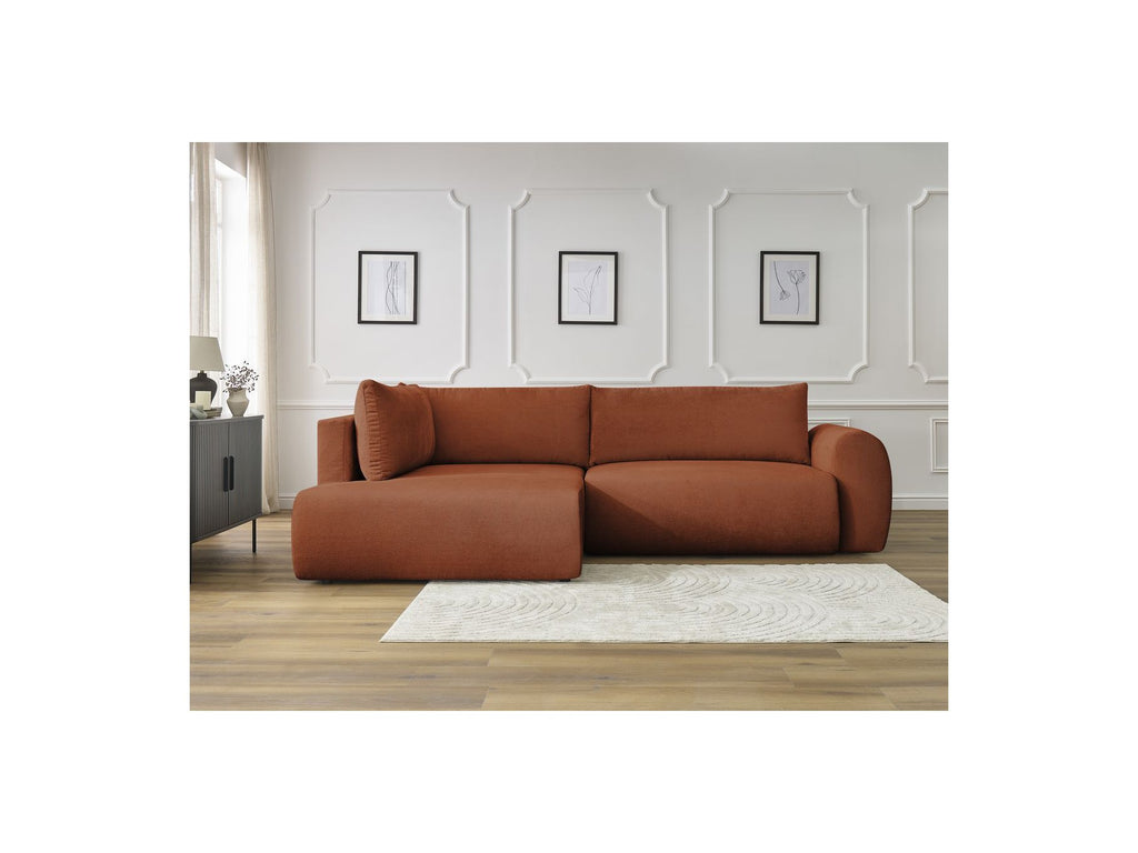 L-Shaped Corner Sofa Bed with Storage - Lucien - Smooth Fabric - Left-Hand Corner