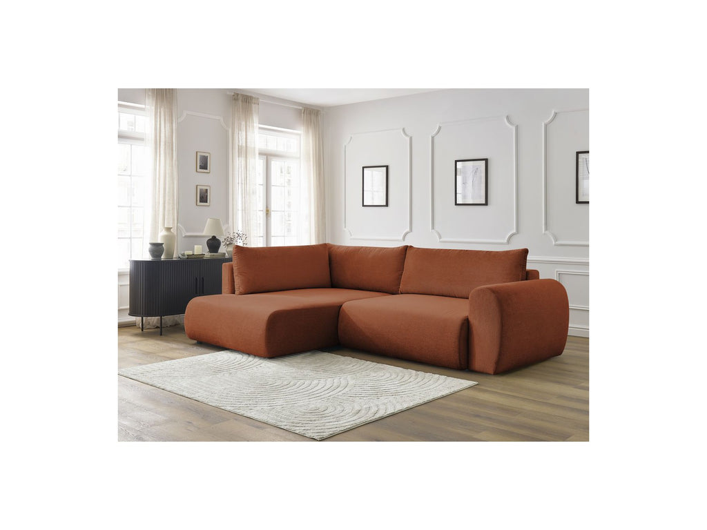 L-Shaped Corner Sofa Bed with Storage - Lucien - Smooth Fabric - Left-Hand Corner