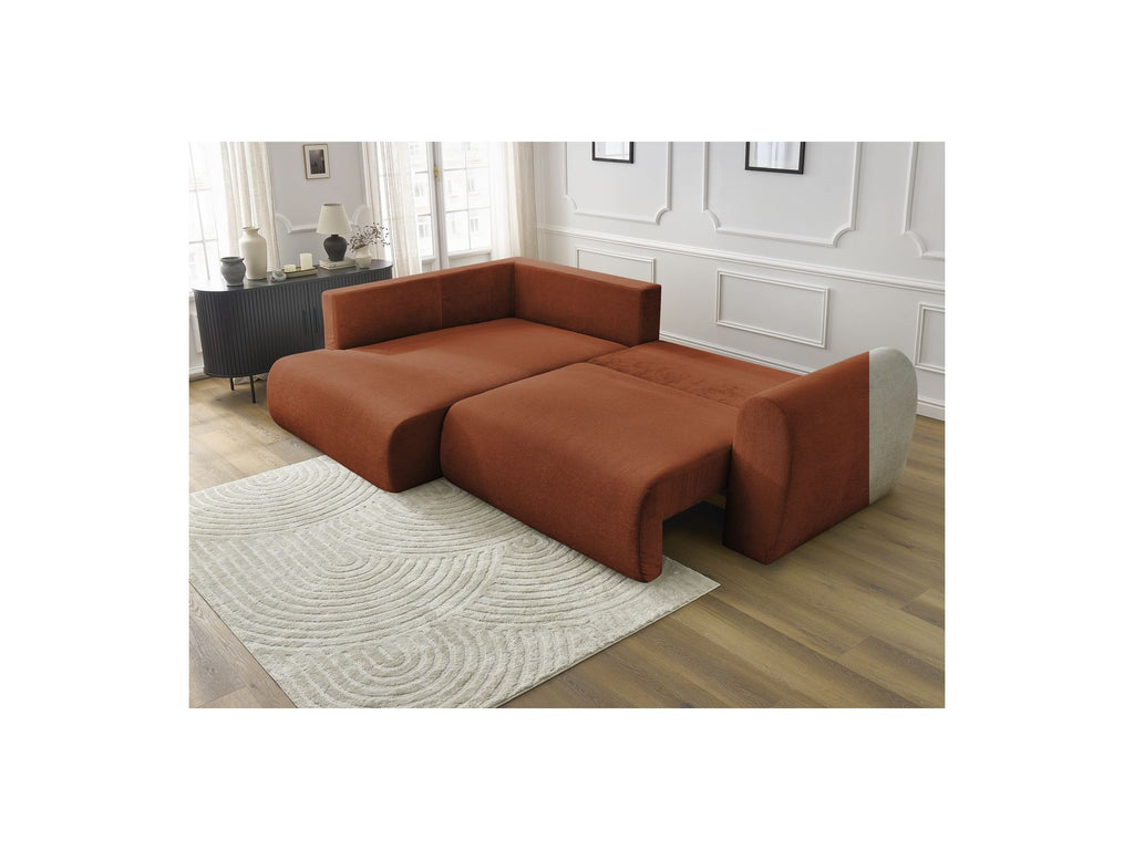 L-Shaped Corner Sofa Bed with Storage - Lucien - Smooth Fabric - Left-Hand Corner