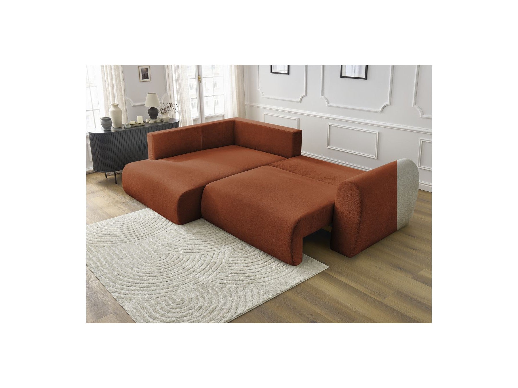L-Shaped Corner Sofa Bed with Storage - Lucien - Smooth Fabric - Left-Hand Corner