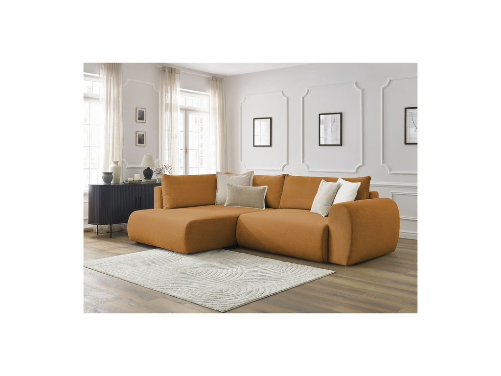 L-Shaped Corner Sofa Bed with Storage - Lucien - Smooth Fabric - Left-Hand Corner