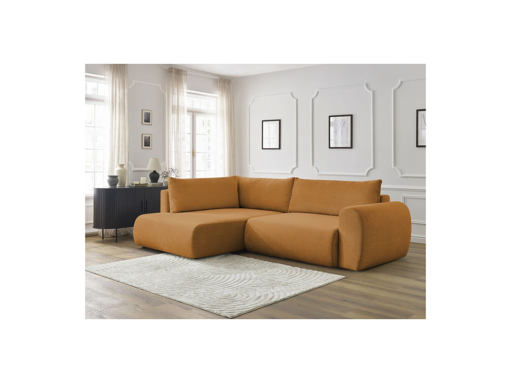 L-Shaped Corner Sofa Bed with Storage - Lucien - Smooth Fabric - Left-Hand Corner
