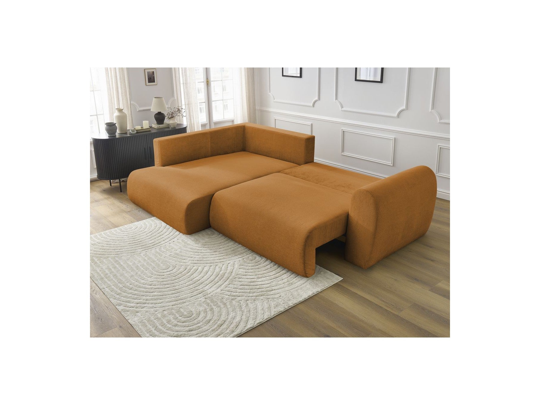 L-Shaped Corner Sofa Bed with Storage - Lucien - Smooth Fabric - Left-Hand Corner