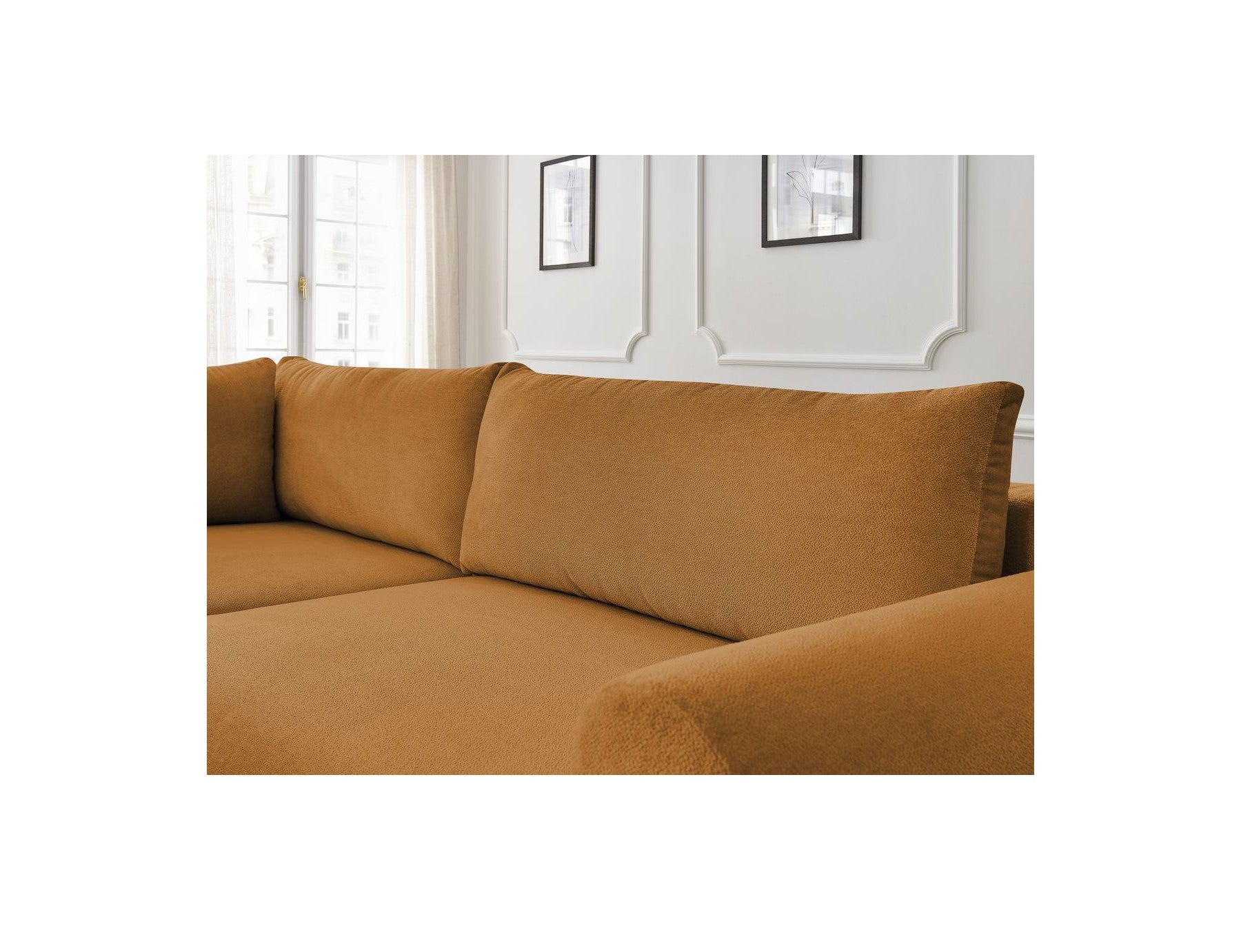 L-Shaped Corner Sofa Bed with Storage - Lucien - Smooth Fabric - Left-Hand Corner