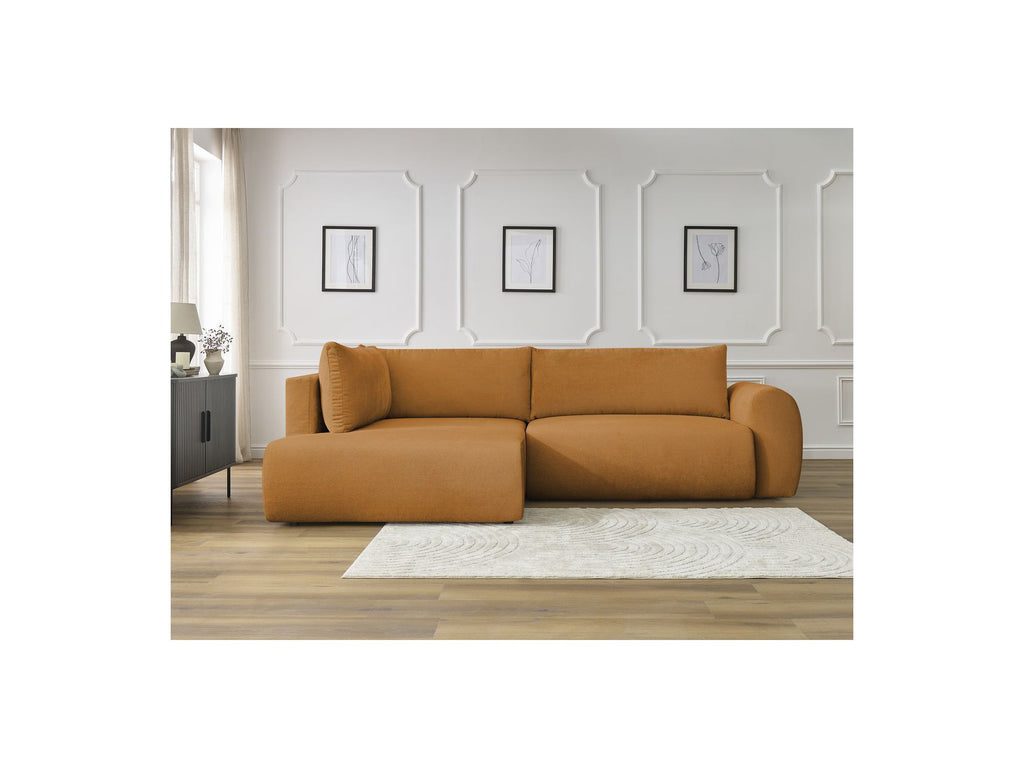 L-Shaped Corner Sofa Bed with Storage - Lucien - Smooth Fabric - Left-Hand Corner