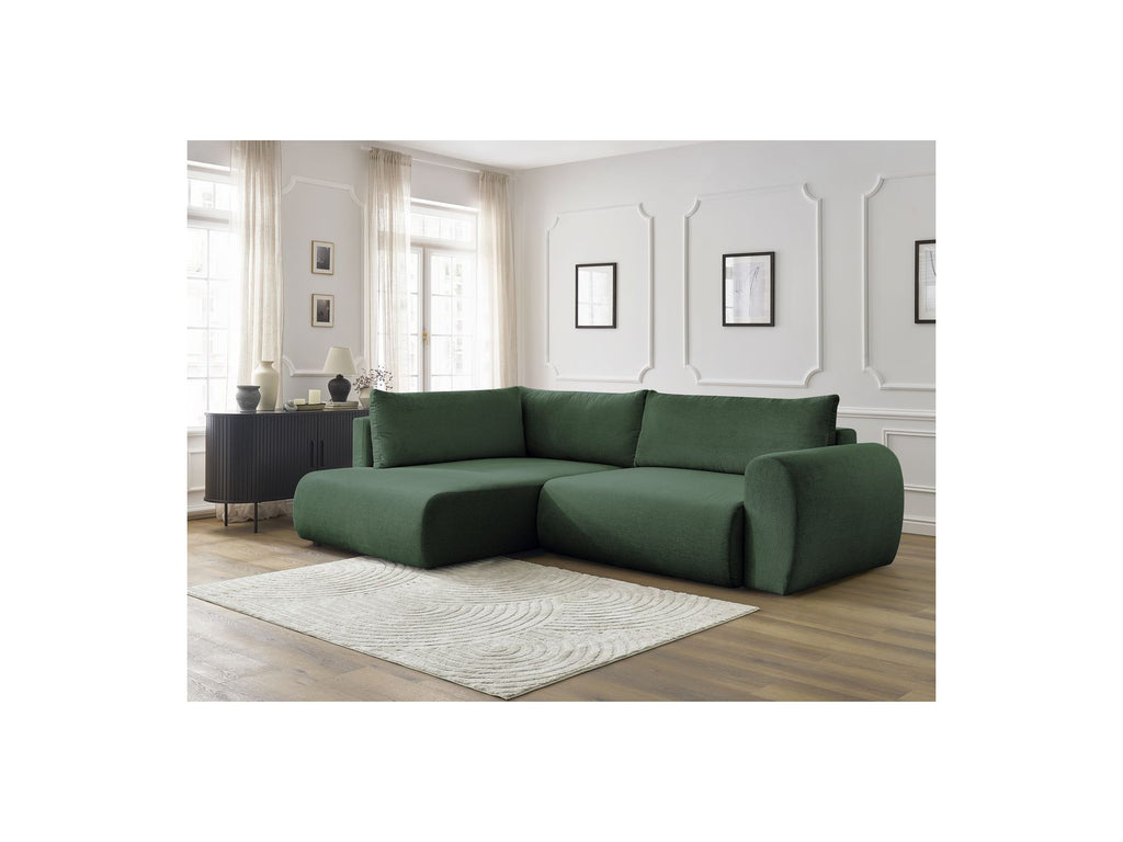 L-Shaped Corner Sofa Bed with Storage - Lucien - Smooth Fabric - Left-Hand Corner