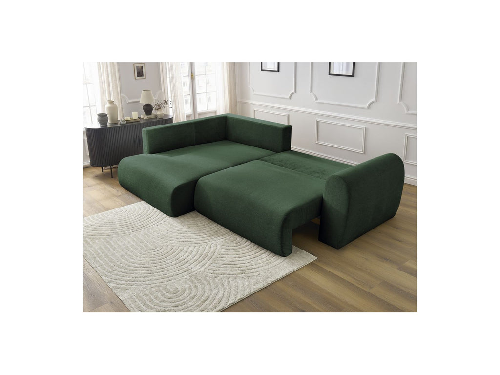L-Shaped Corner Sofa Bed with Storage - Lucien - Smooth Fabric - Left-Hand Corner
