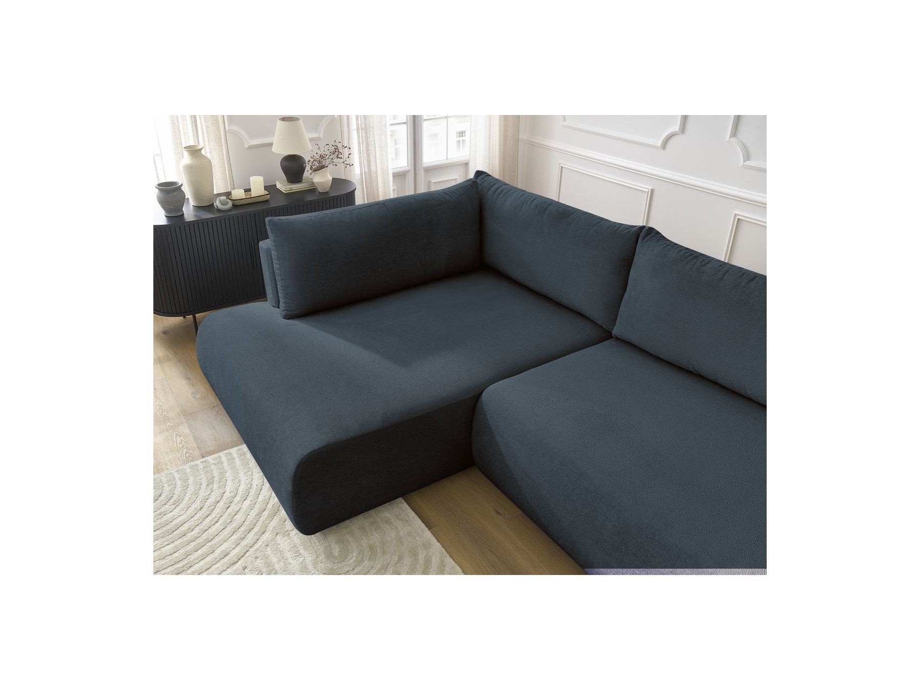 L-Shaped Corner Sofa Bed with Storage - Lucien - Smooth Fabric - Left-Hand Corner