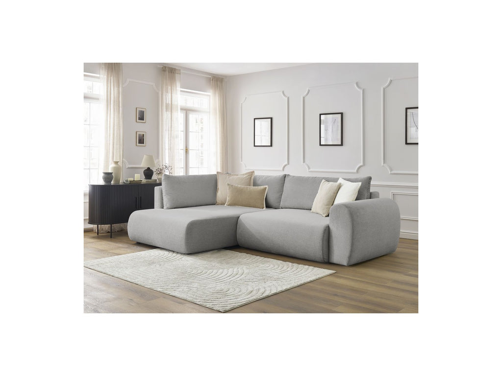 L-Shaped Corner Sofa Bed with Storage - Lucien - Smooth Fabric - Left-Hand Corner