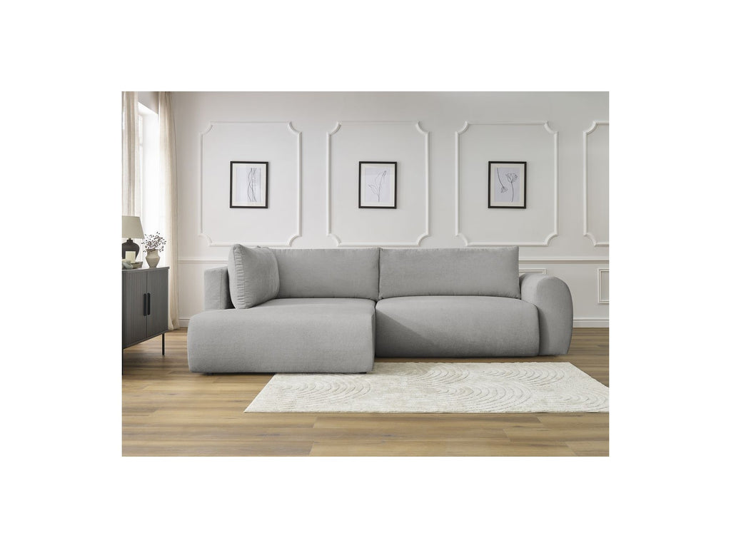 L-Shaped Corner Sofa Bed with Storage - Lucien - Smooth Fabric - Left-Hand Corner