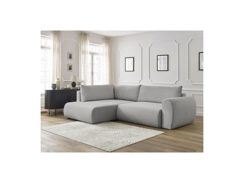 L-Shaped Corner Sofa Bed with Storage - Lucien - Smooth Fabric - Left-Hand Corner