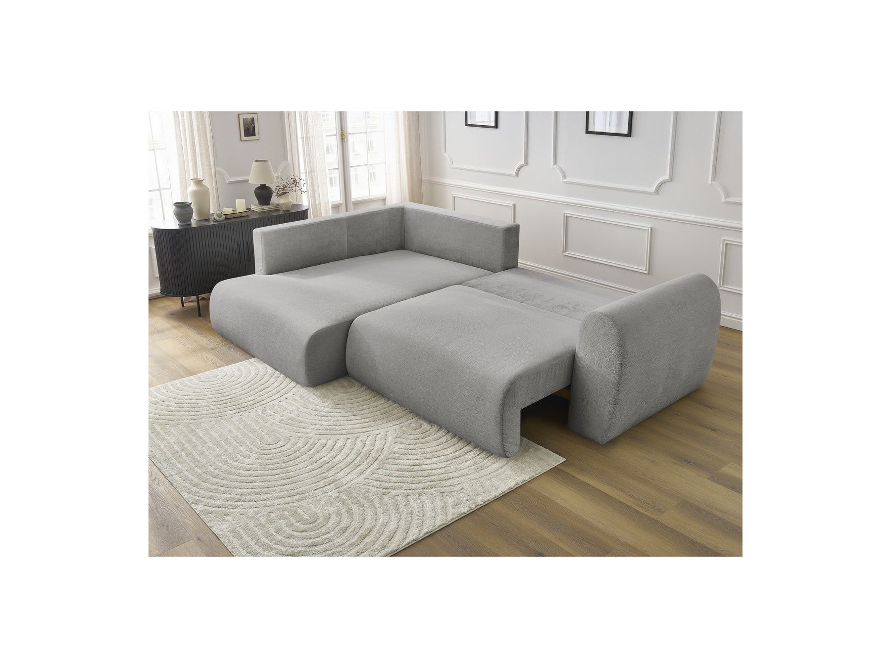 L-Shaped Corner Sofa Bed with Storage - Lucien - Smooth Fabric - Left-Hand Corner