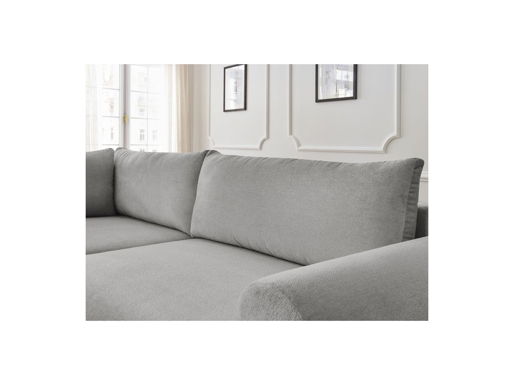 L-Shaped Corner Sofa Bed with Storage - Lucien - Smooth Fabric - Left-Hand Corner