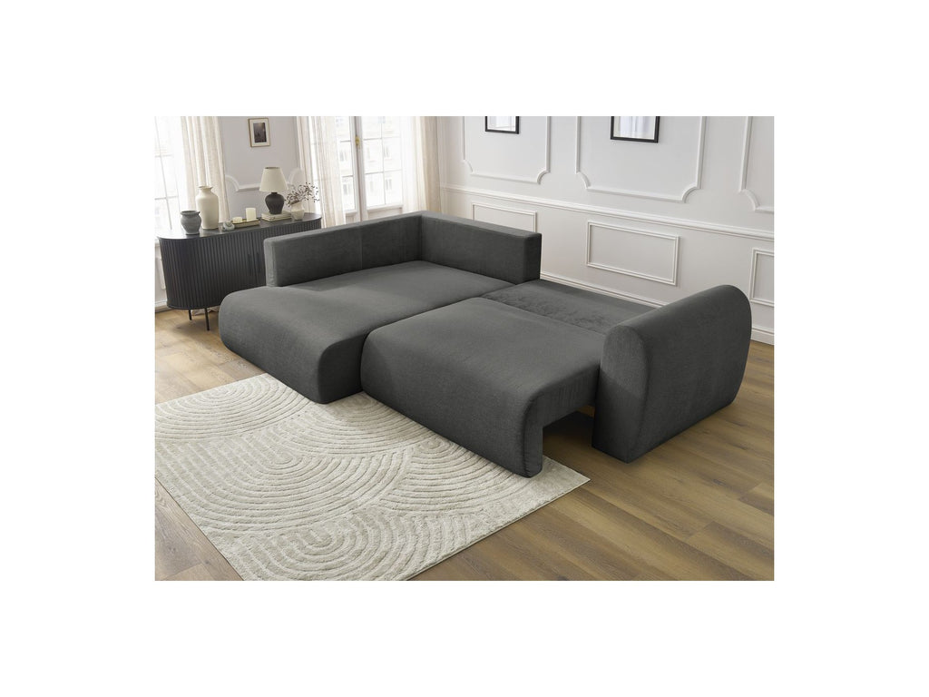 L-Shaped Corner Sofa Bed with Storage - Lucien - Smooth Fabric - Left-Hand Corner