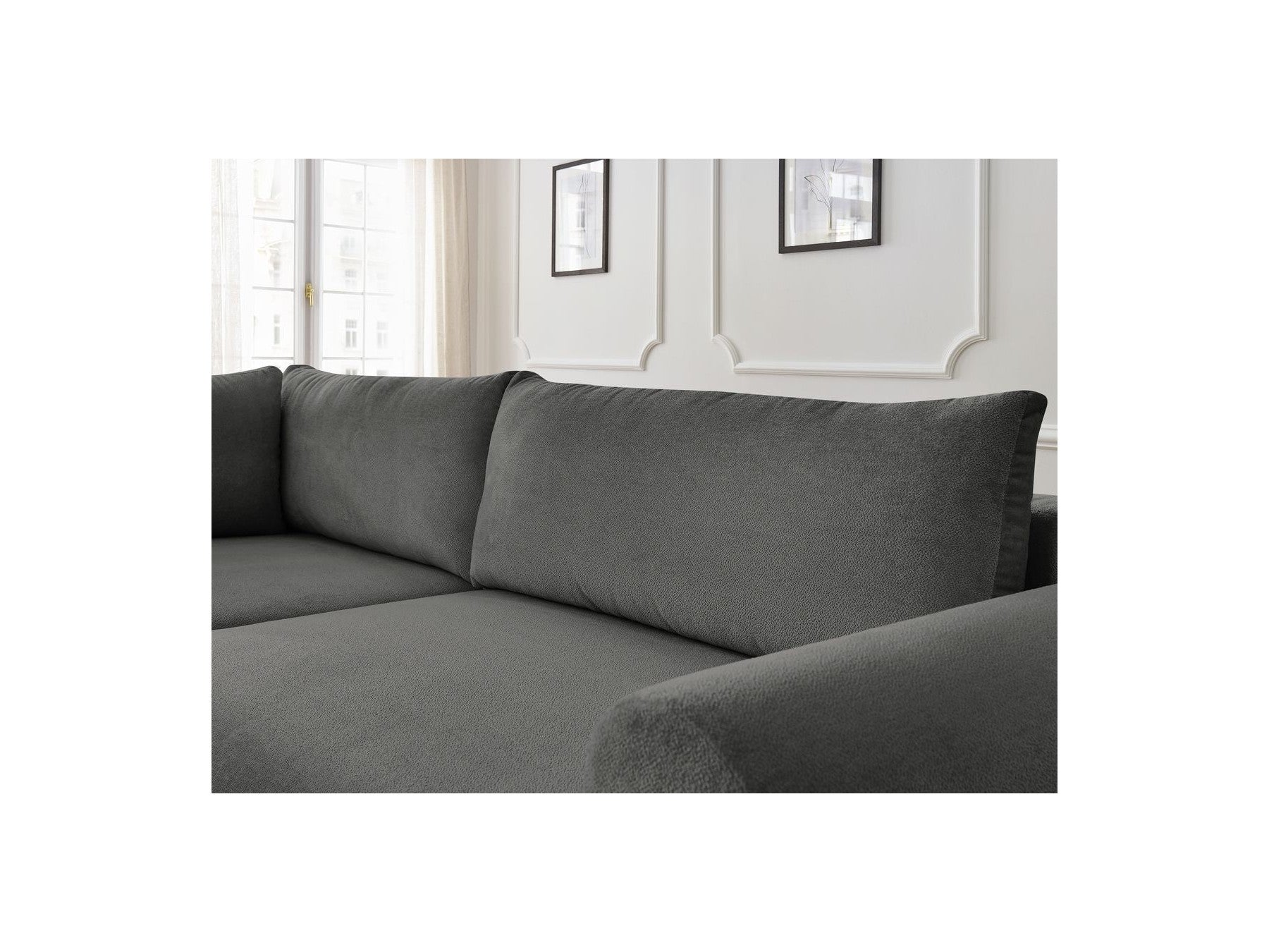 L-Shaped Corner Sofa Bed with Storage - Lucien - Smooth Fabric - Left-Hand Corner