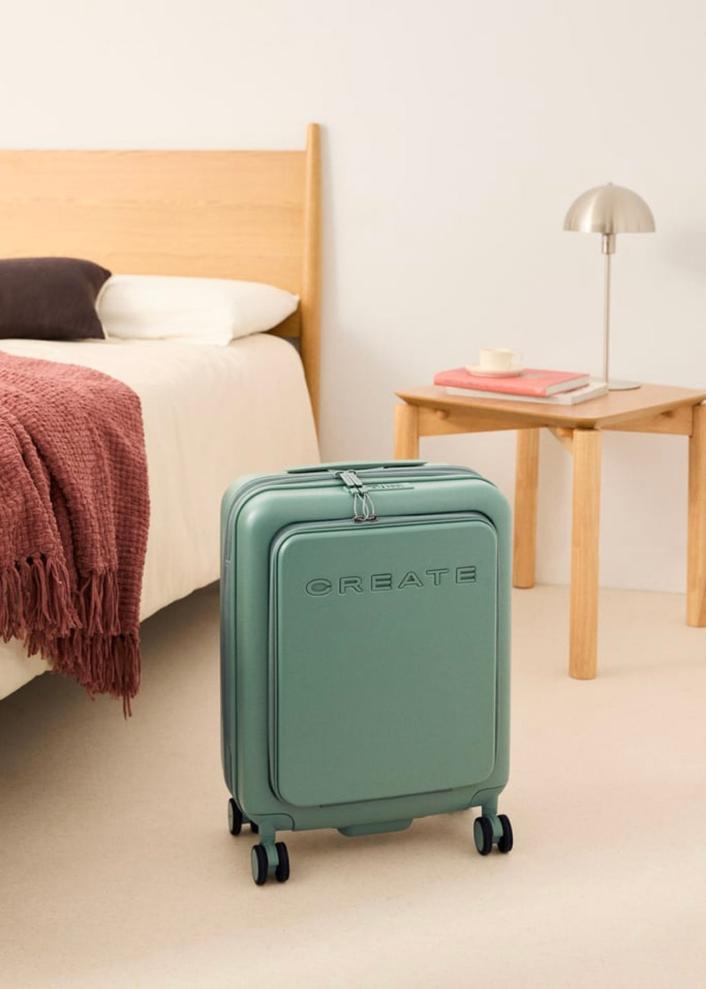 Luggage Studio Pocket - Maleta Rígida Expandible Compatible Compañías Low Cost - Salvia