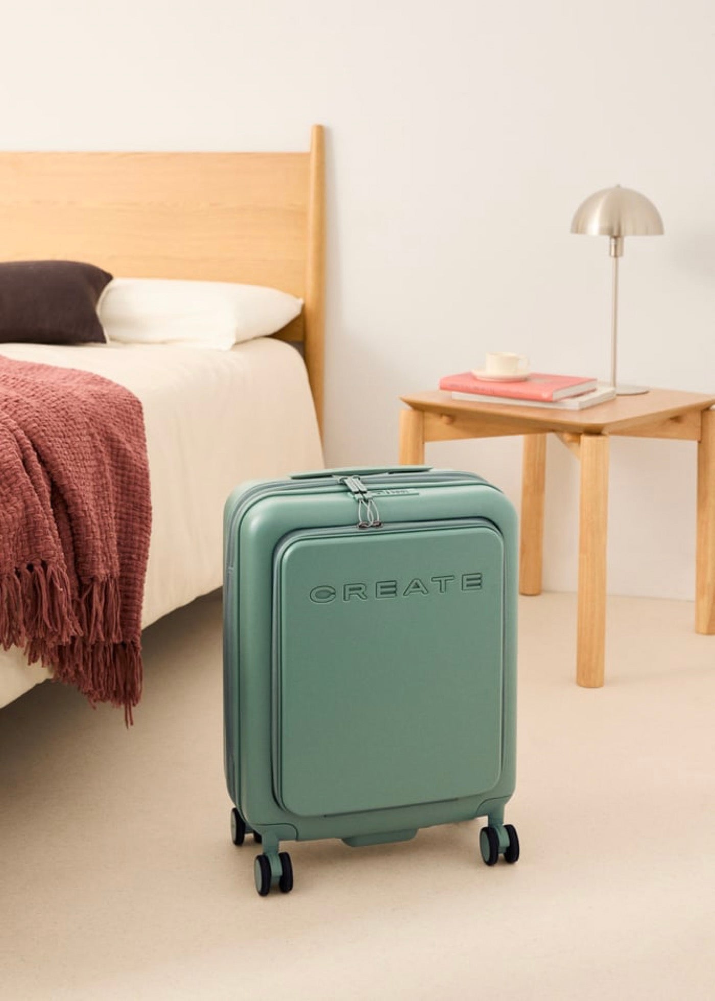 Luggage Studio Pocket - Maleta Rígida Expandible Compatible Compañías Low Cost - Salvia