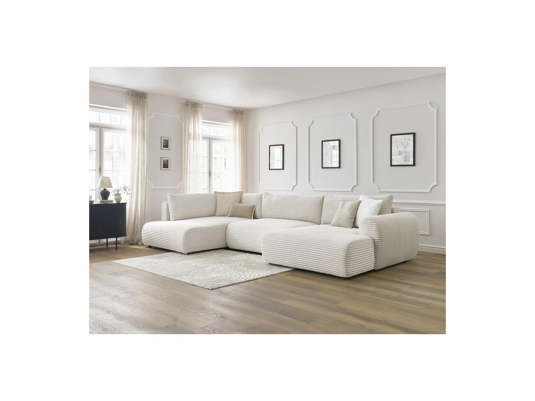 Lucien - Panoramic Convertible Sofa with Storage - Soft Wide-Rib Corduroy - Right-Hand Corner