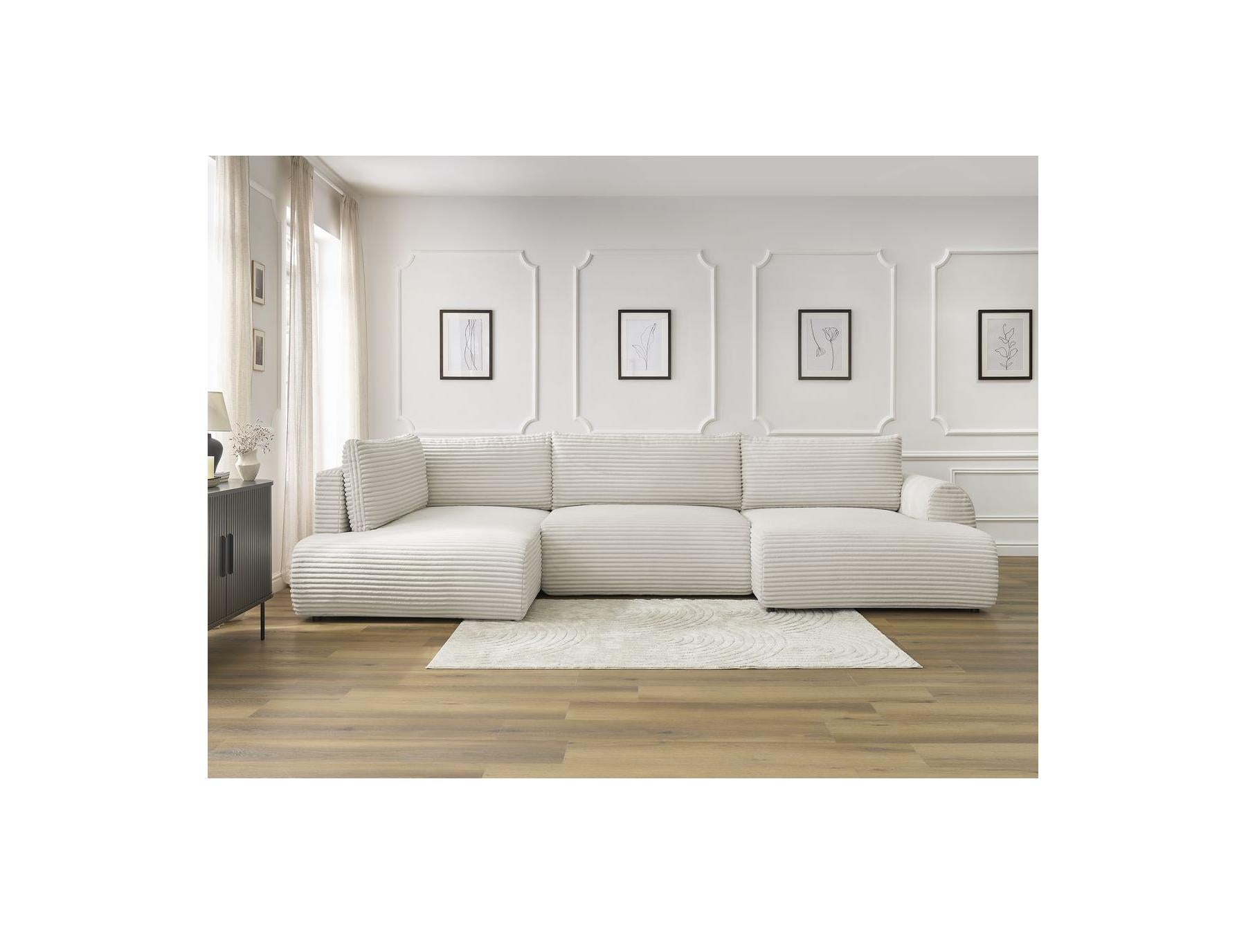Lucien - Panoramic Convertible Sofa with Storage - Soft Wide-Rib Corduroy - Right-Hand Corner