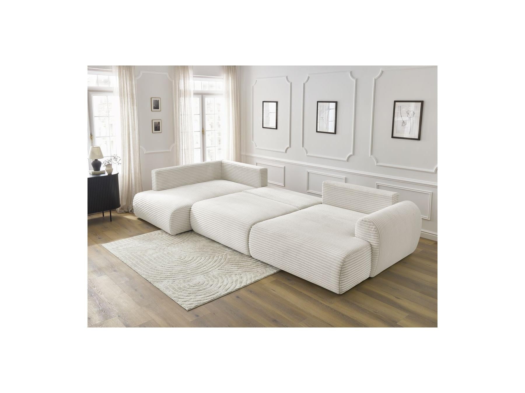 Lucien - Panoramic Convertible Sofa with Storage - Soft Wide-Rib Corduroy - Right-Hand Corner