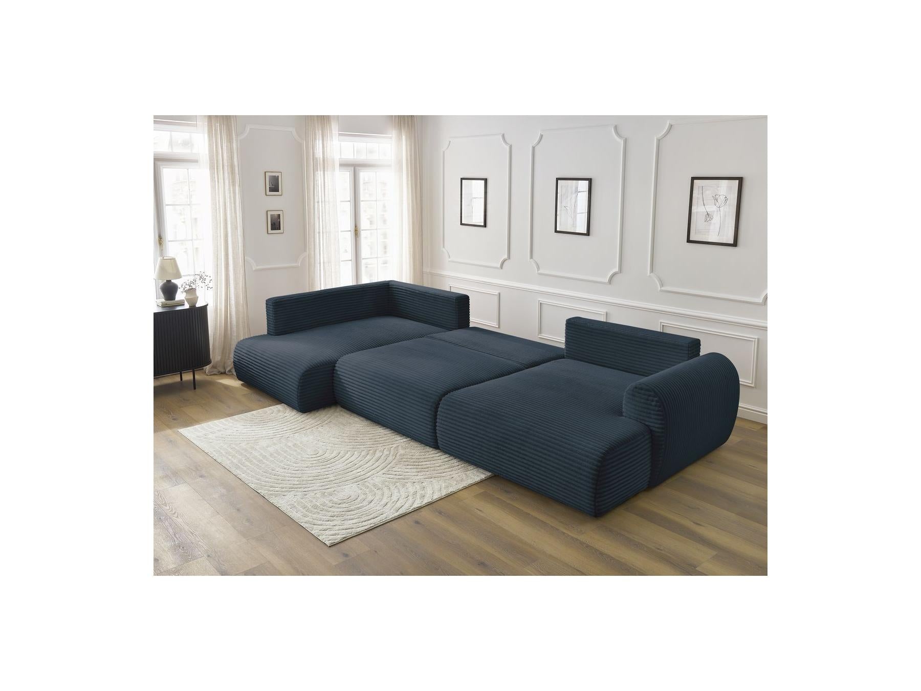 Lucien - Panoramic Convertible Sofa with Storage - Soft Wide-Rib Corduroy - Right-Hand Corner