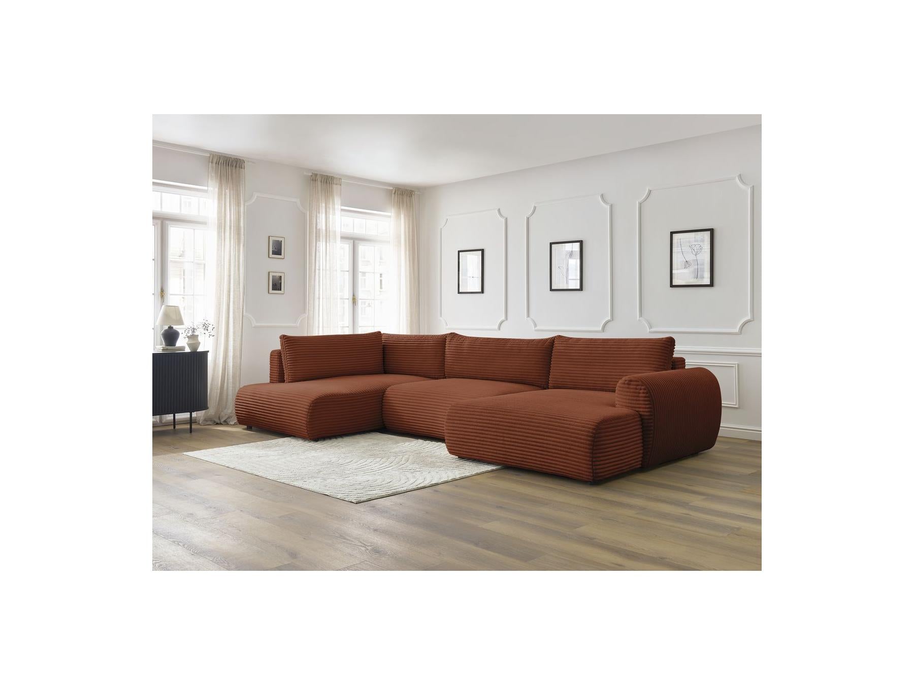 Lucien - Panoramic Convertible Sofa with Storage - Soft Wide-Rib Corduroy - Right-Hand Corner