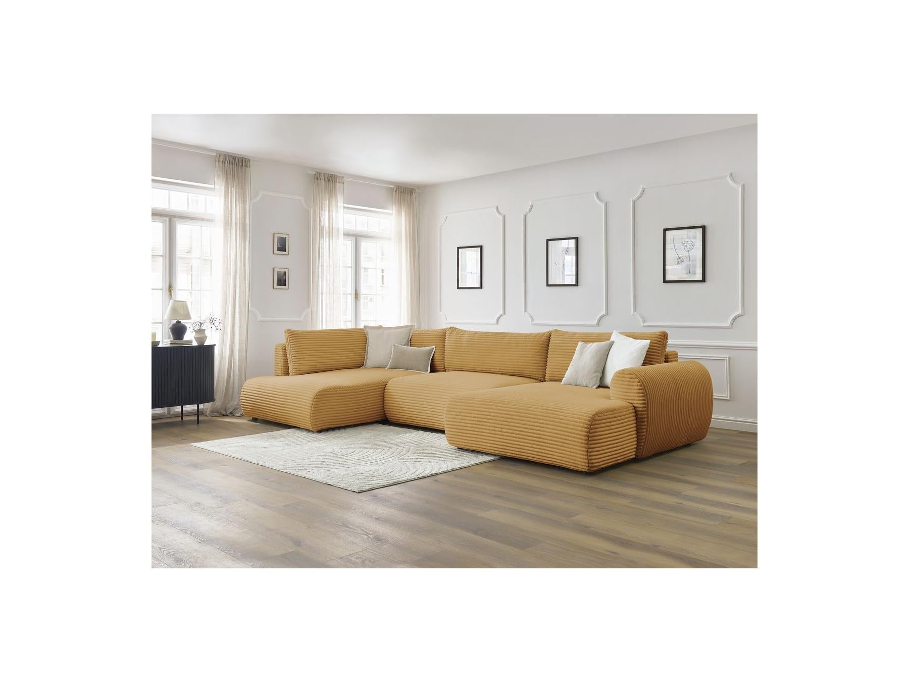 Lucien - Panoramic Convertible Sofa with Storage - Soft Wide-Rib Corduroy - Right-Hand Corner