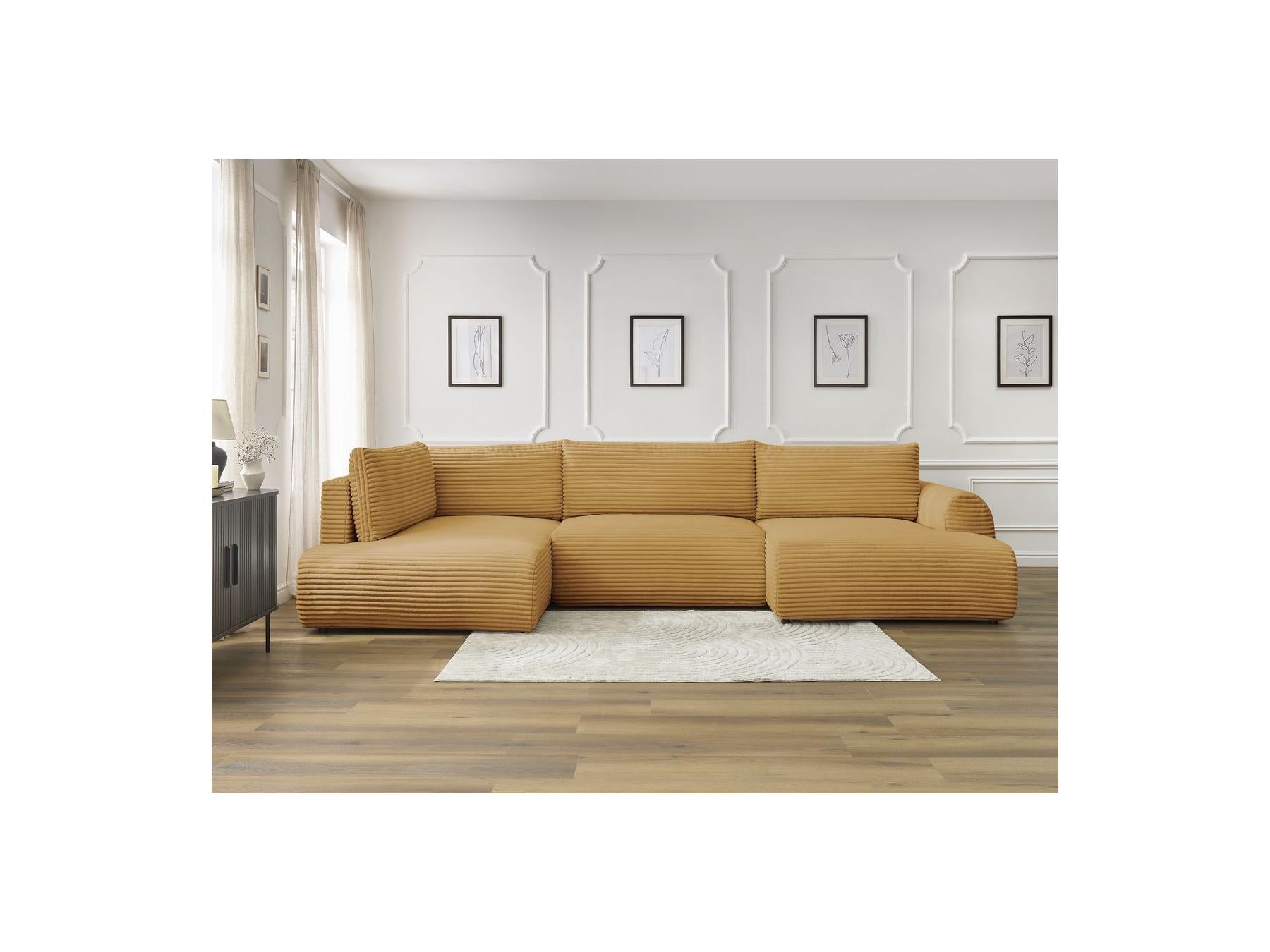 Lucien - Panoramic Convertible Sofa with Storage - Soft Wide-Rib Corduroy - Right-Hand Corner