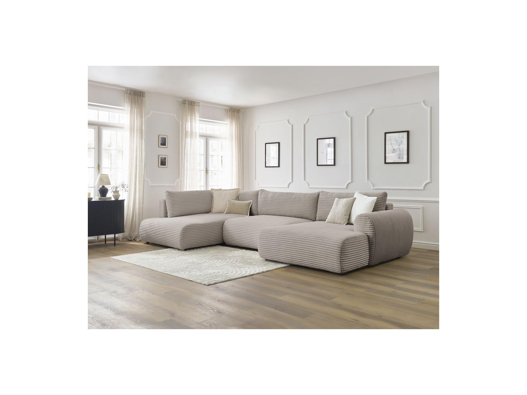 Lucien - Panoramic Convertible Sofa with Storage - Soft Wide-Rib Corduroy - Right-Hand Corner