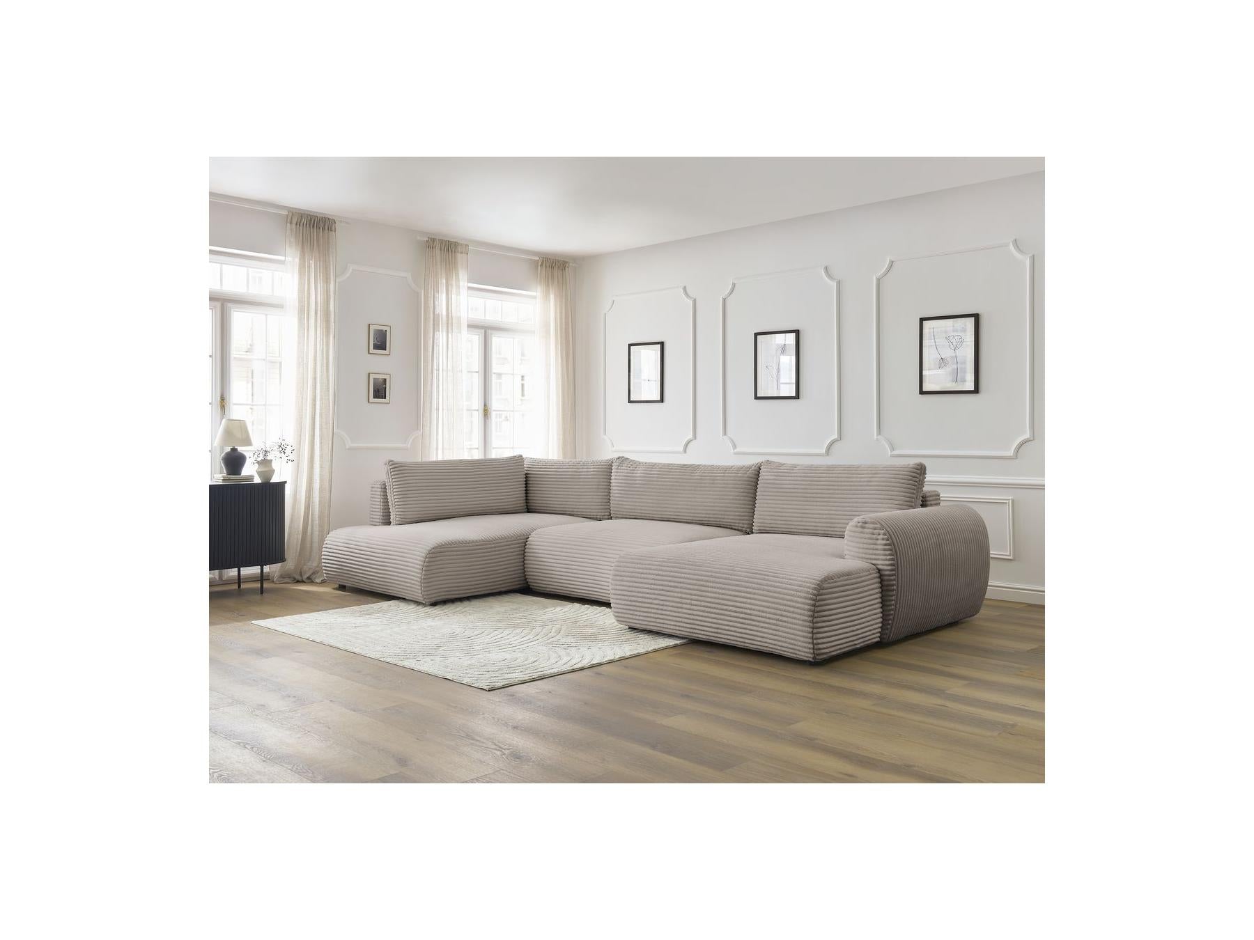 Lucien - Panoramic Convertible Sofa with Storage - Soft Wide-Rib Corduroy - Right-Hand Corner