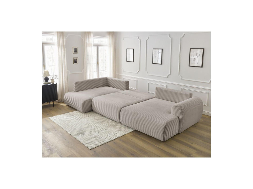 Lucien - Panoramic Convertible Sofa with Storage - Soft Wide-Rib Corduroy - Right-Hand Corner