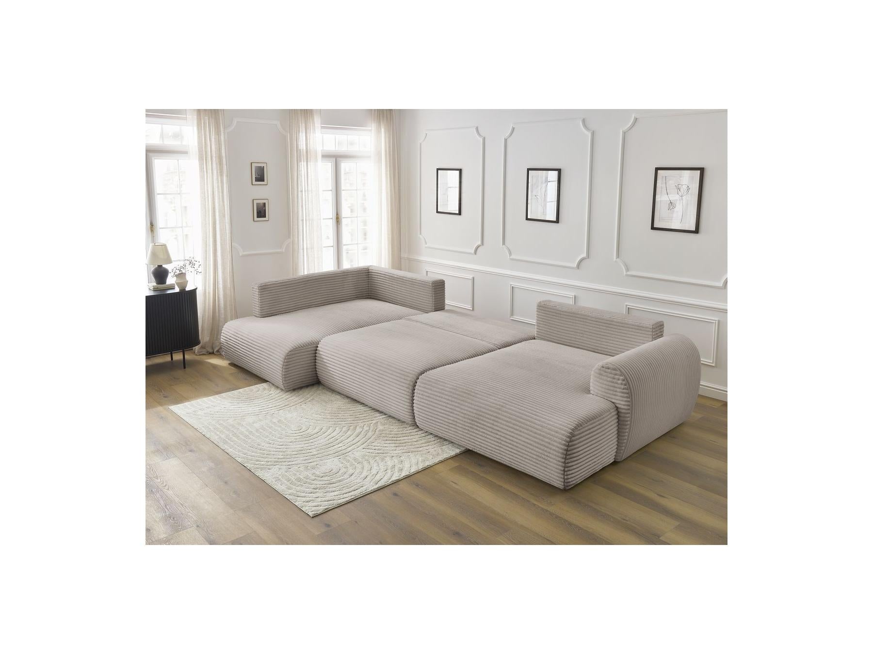 Lucien - Panoramic Convertible Sofa with Storage - Soft Wide-Rib Corduroy - Right-Hand Corner