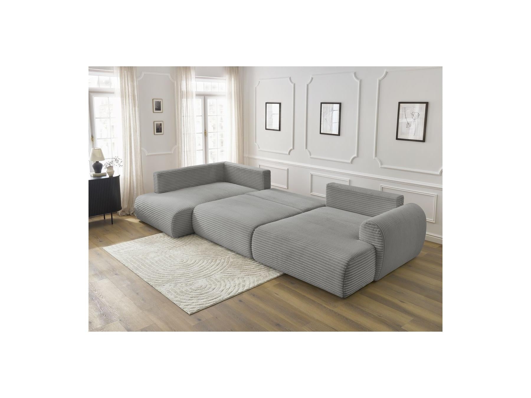 Lucien - Panoramic Convertible Sofa with Storage - Soft Wide-Rib Corduroy - Right-Hand Corner
