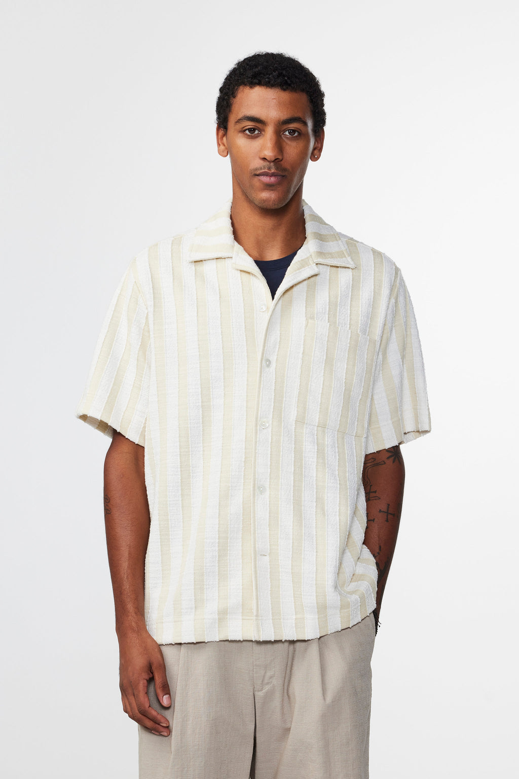 Julio SS Shirt - Khaki Stripe