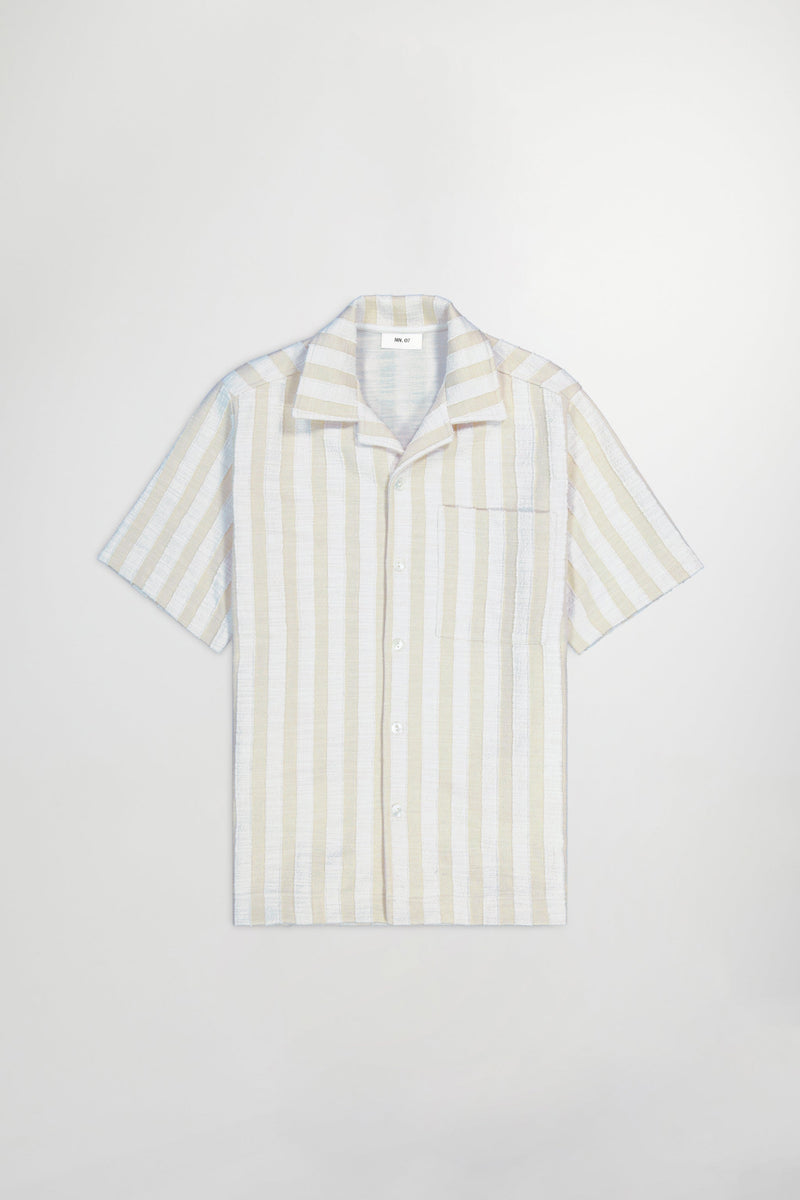 NN07 - Julio SS Shirt - Khaki Stripe
