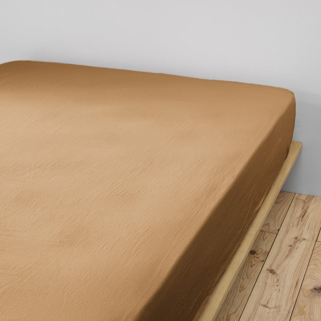 Gaia - Drap Housse - Double Gaze De Coton - Camel