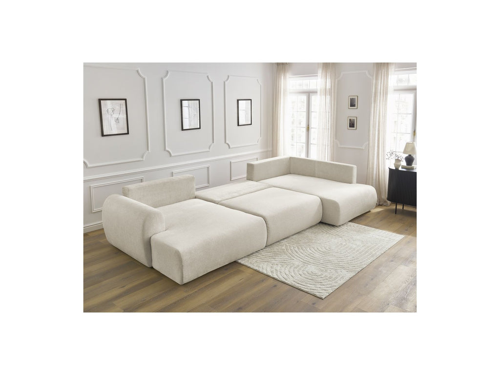 Panoramic Convertible Sofa with Storage - Lucien - Smooth Fabric - Left-Hand Corner